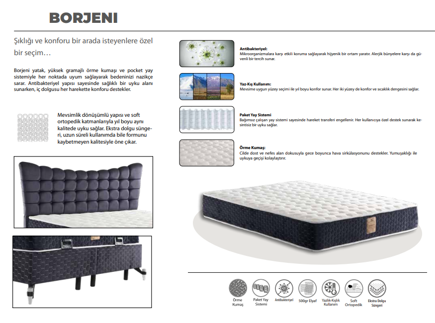 Borjeni Baza + Başlık + Yatak - Görsel 3