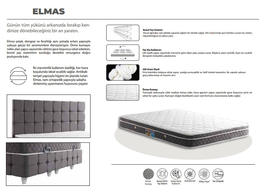 Elmas Baza + Başlık + Yatak