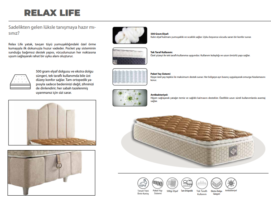 Relax Life Baza + Başlık + Yatak