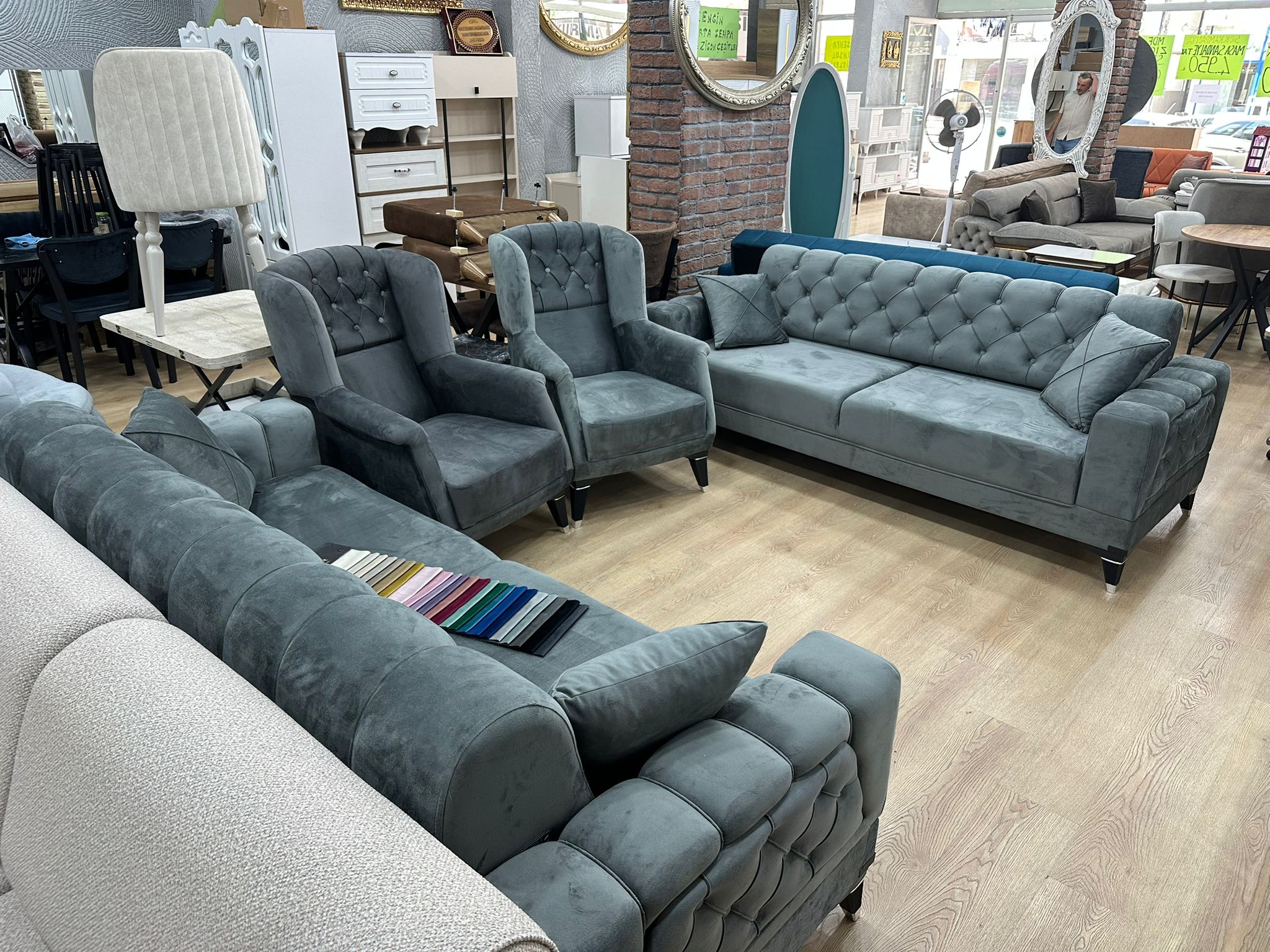 Chester Gri Antrasit Koltuk Takımı