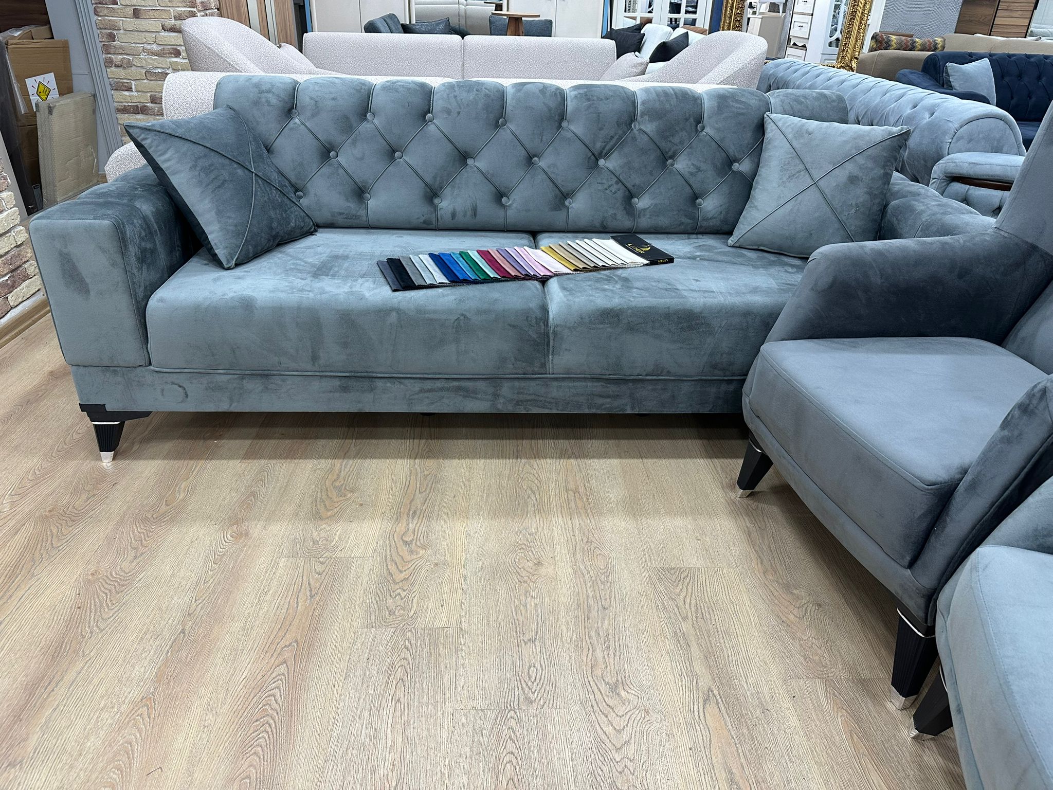 Chester Antrasit Gri Koltuk Takımı 3+3+1+1 - Görsel 3